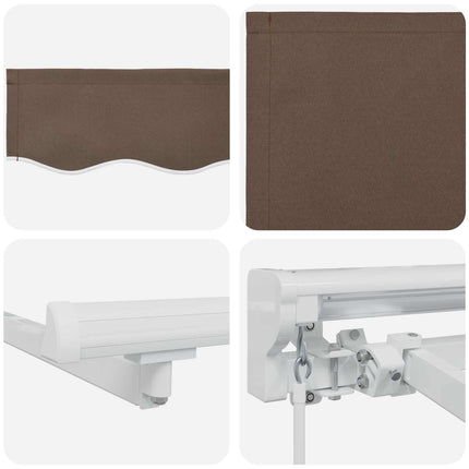 Manuell markisram med LED-lampor Taupe 4,5 × 3,5 m
