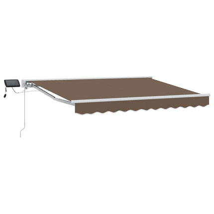 Manuell markisram med LED-lampor Taupe 4,5 × 3,5 m