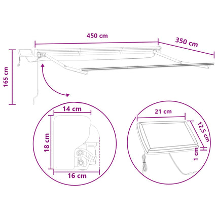 Manuell markisram med LED-lampor Taupe 4,5 × 3,5 m