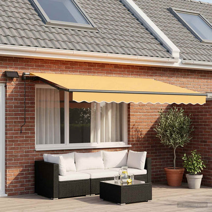 Utdragbar markis Sand 500 × 300 cm Duk och Aluminium