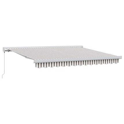 Utfällbar markis Ljusgrå och vit. 500 × 300 cm Tyg och Metall