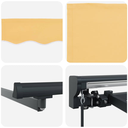 Manuell markisram med LED-lampor Sand 5 × 3,5 m