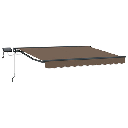 Manuell markisram med LED-lampor Taupe 5 × 3,5 m