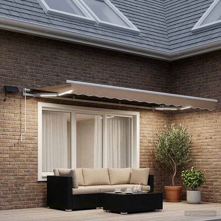 Utdragbar markis Taupe 600 × 300 cm Duk och Aluminium