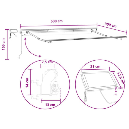 Utdragbar markis Taupe 600 × 300 cm Duk och Aluminium