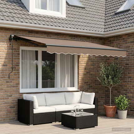 Utdragbar markis Taupe 600 × 300 cm Duk och Aluminium