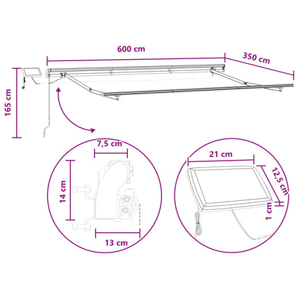 Utfällbar markis Sand 600 × 350 cm tyg