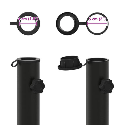 Parasollbasrör 0.6 kg Svart Järn for 40-50 mm Pole