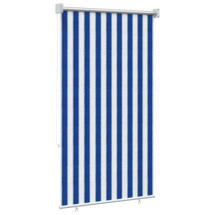 Utomhus Rullgardin 90% UV Block Blå och Vit Rand 60 x 140 cm