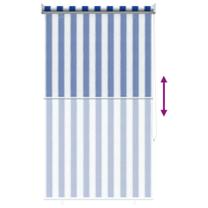 Utomhus Rullgardin 90% UV Block Blå och Vit Rand 100 x 140 cm