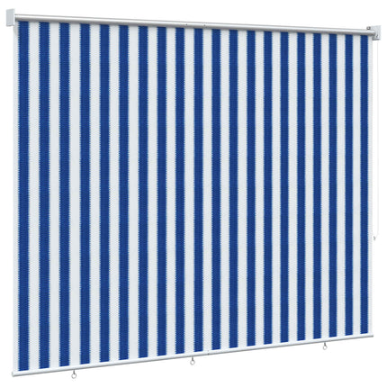 Utomhus Rullgardin 90% UV Block Blå och Vit Rand 140 x 140 cm