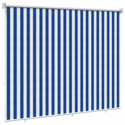 Utomhus Rullgardin 90% UV Block Blå och Vit Rand 220 x 140 cm