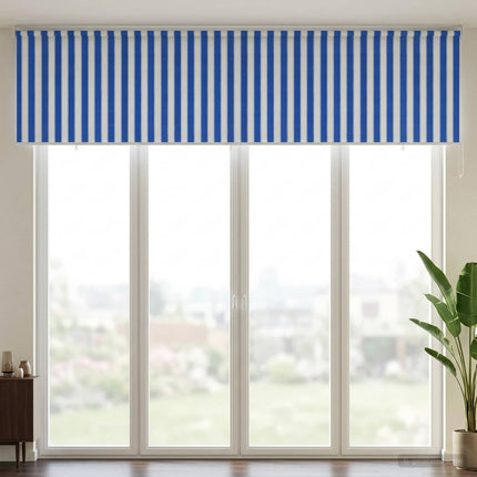 Utomhus Rullgardin 90% UV Block Blå och Vit Rand 240 x 140 cm