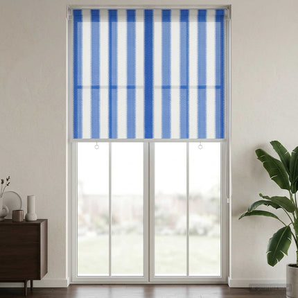 Utomhus Rullgardin 90% UV Block Blå och Vit Rand 60 x 230 cm