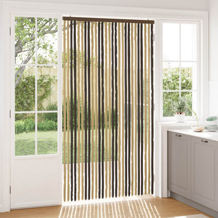 Insektsgardin Chenille Mörkbrun och Beige 118 x 220 cm 100% PP