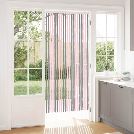 Insektsgardin Chenille Silvergrå och rosa 90 x 200 cm 100% PP