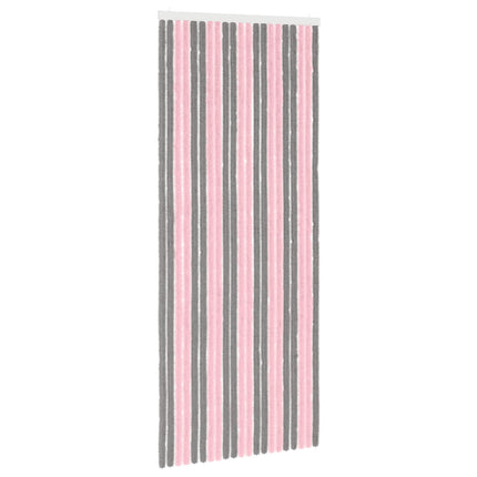 Insektsgardin Chenille Silvergrå och Rosa 90 x 220 cm 100% PP