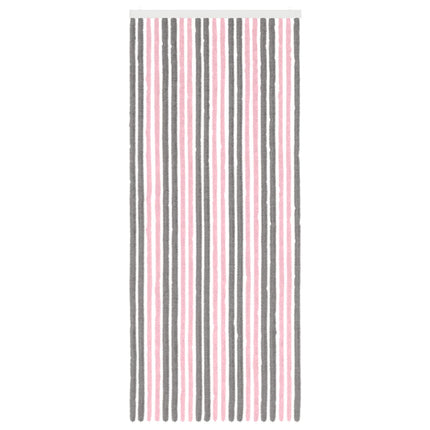 Insektsgardin Chenille Silvergrå och Rosa 90 x 220 cm 100% PP