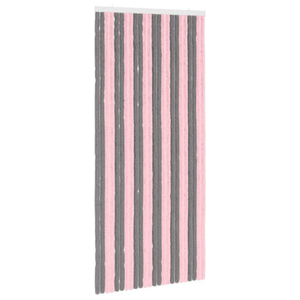 Insektsgardin Chenille Silvergrå och Rosa 100 x 220 cm 100% PP