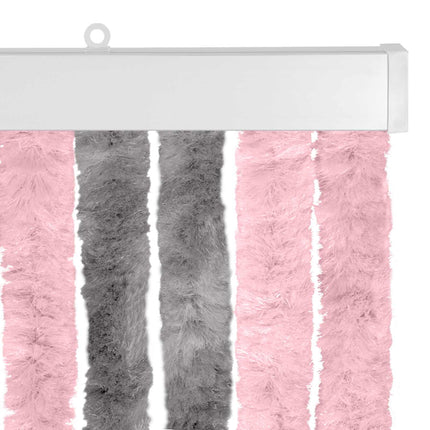 Insektsgardin Chenille Silvergrå och Rosa 118 x 220 cm 100% PP
