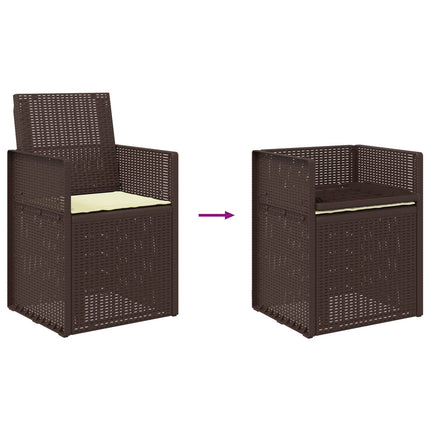 Trädgårdsmatstolar 2 pcs Brun och gräddvit PP