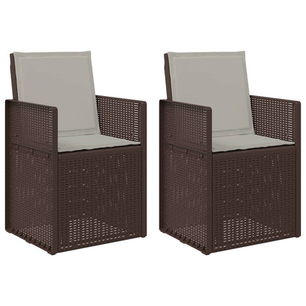 Trädgårdsmatstolar 2 pcs Brun och ljusgrå PP