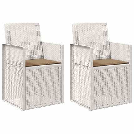 Trädgårdsmatstolar 2 pcs Vit och taupe PP