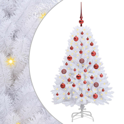 Plast Hingad Julgran med 150 LED-lampor Vit 120 cm PVC och Stål