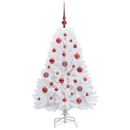 Plast Hingad Julgran med 150 LED-lampor Vit 120 cm PVC och Stål