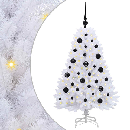 Plast Hingad Julgran med 150 LED-lampor Vit 120 cm PVC och Stål