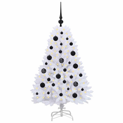 Plast Hingad Julgran med 150 LED-lampor Vit 120 cm PVC och Stål