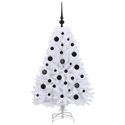 Plast Hingad Julgran med 150 LED-lampor Vit 120 cm PVC och Stål