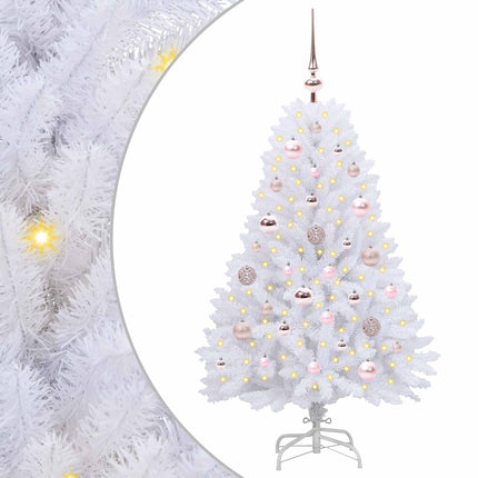 Plast Hingad Julgran med 150 LED-lampor Vit 120 cm PVC och Stål