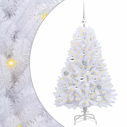 Plast Hingad Julgran med 150 LED-lampor Vit 120 cm PVC och Stål