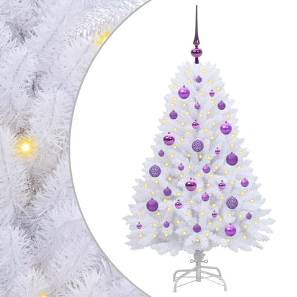 Plast Hingad Julgran med 150 LED-lampor Vit 120 cm PVC och Stål