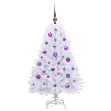 Plast Hingad Julgran med 150 LED-lampor Vit 120 cm PVC och Stål