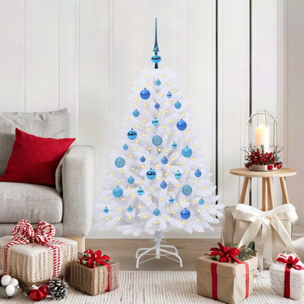 Plast Hingad Julgran med 150 LED-lampor Vit 120 cm PVC och Stål