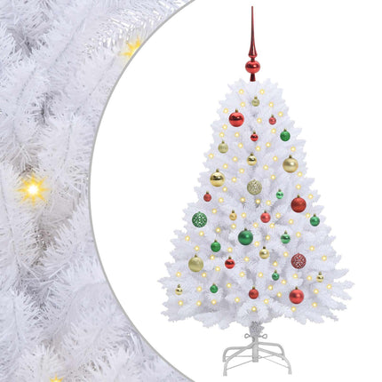 Plast Hingad Julgran med 150 LED-lampor Vit 120 cm PVC och Stål