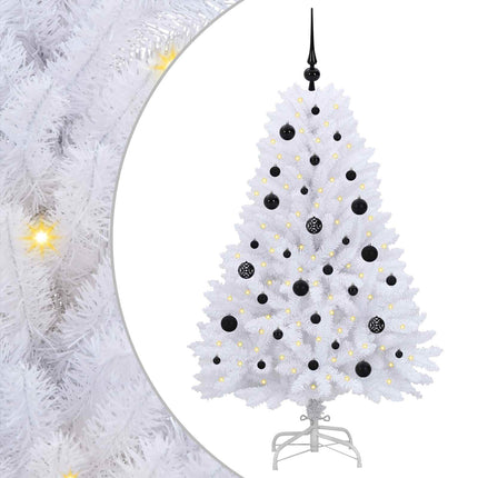 Plast Hingad Julgran med 150 LED-lampor Vit 150 cm PVC och Stål