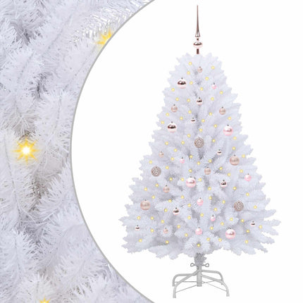 Plast Hingad Julgran med 150 LED-lampor Vit 150 cm PVC och Stål