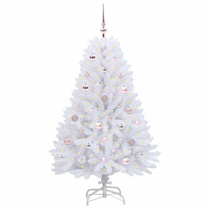 Plast Hingad Julgran med 150 LED-lampor Vit 150 cm PVC och Stål