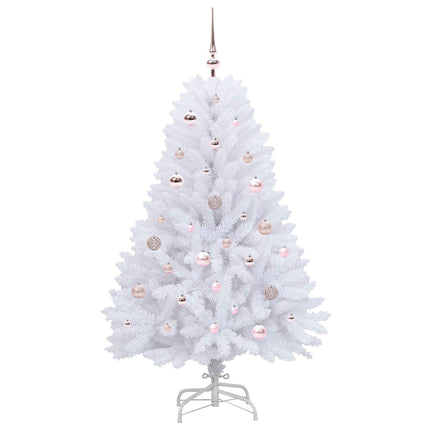 Plast Hingad Julgran med 150 LED-lampor Vit 150 cm PVC och Stål