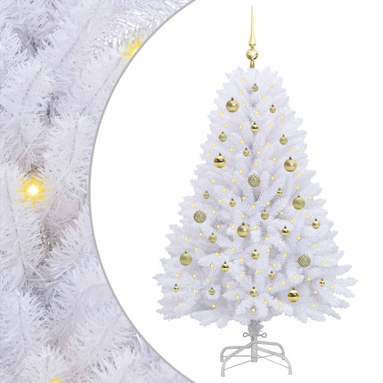 Plast Hingad Julgran med 150 LED-lampor Vit 150 cm PVC och Stål