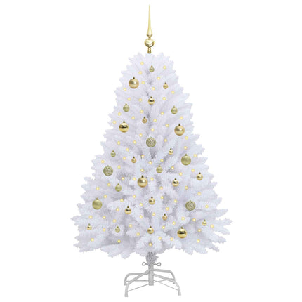 Plast Hingad Julgran med 150 LED-lampor Vit 150 cm PVC och Stål