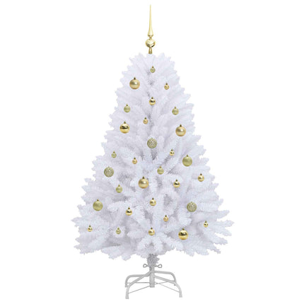 Plast Hingad Julgran med 150 LED-lampor Vit 150 cm PVC och Stål