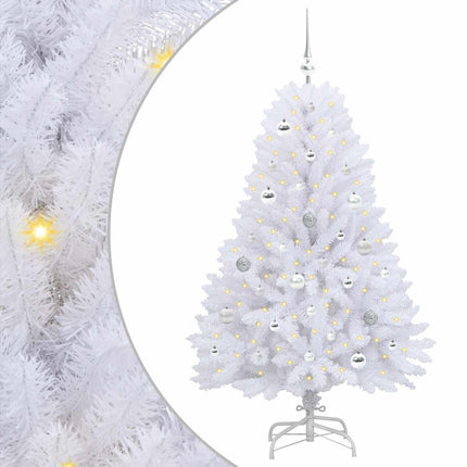 Plast Hingad Julgran med 150 LED-lampor Vit 150 cm PVC och Stål
