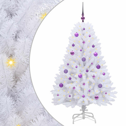 Plast Hingad Julgran med 150 LED-lampor Vit 150 cm PVC och Stål