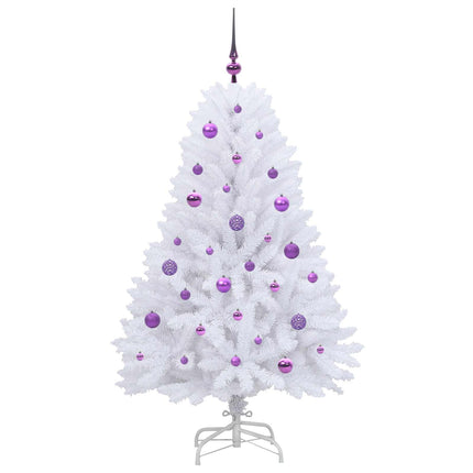 Plast Hingad Julgran med 150 LED-lampor Vit 150 cm PVC och Stål