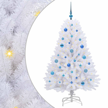 Plast Hingad Julgran med 150 LED-lampor Vit 150 cm PVC och Stål