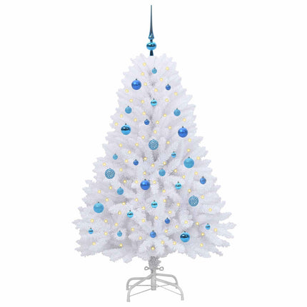 Plast Hingad Julgran med 150 LED-lampor Vit 150 cm PVC och Stål